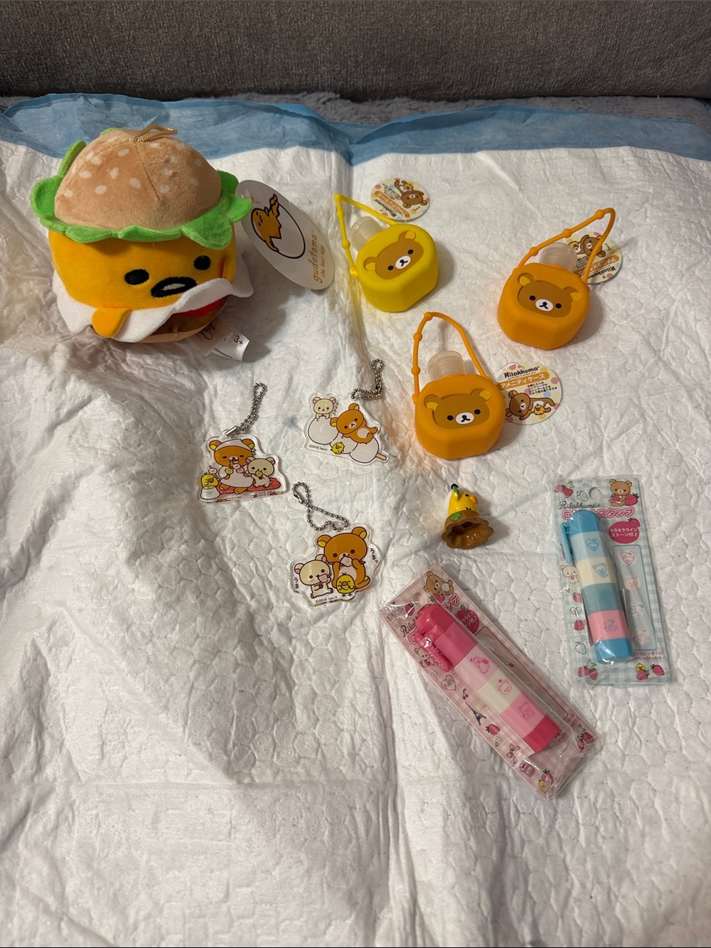 Rilakkuma x Gudetama Plush & Keychain Variety - Yellow, Orange, Brown